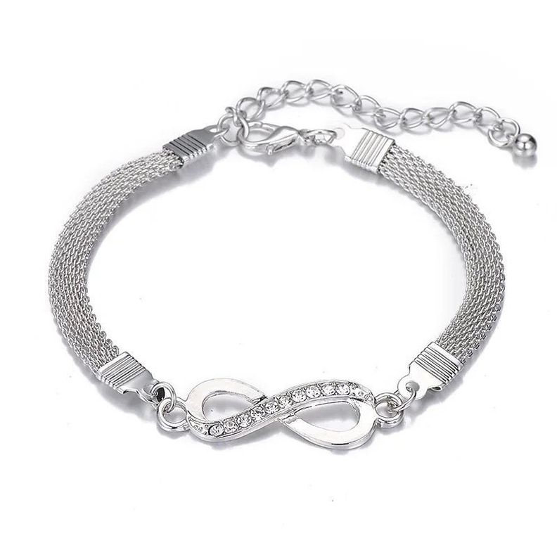 Pulsera Plateada Modelo Del Infinito Femenino Elegante,-0