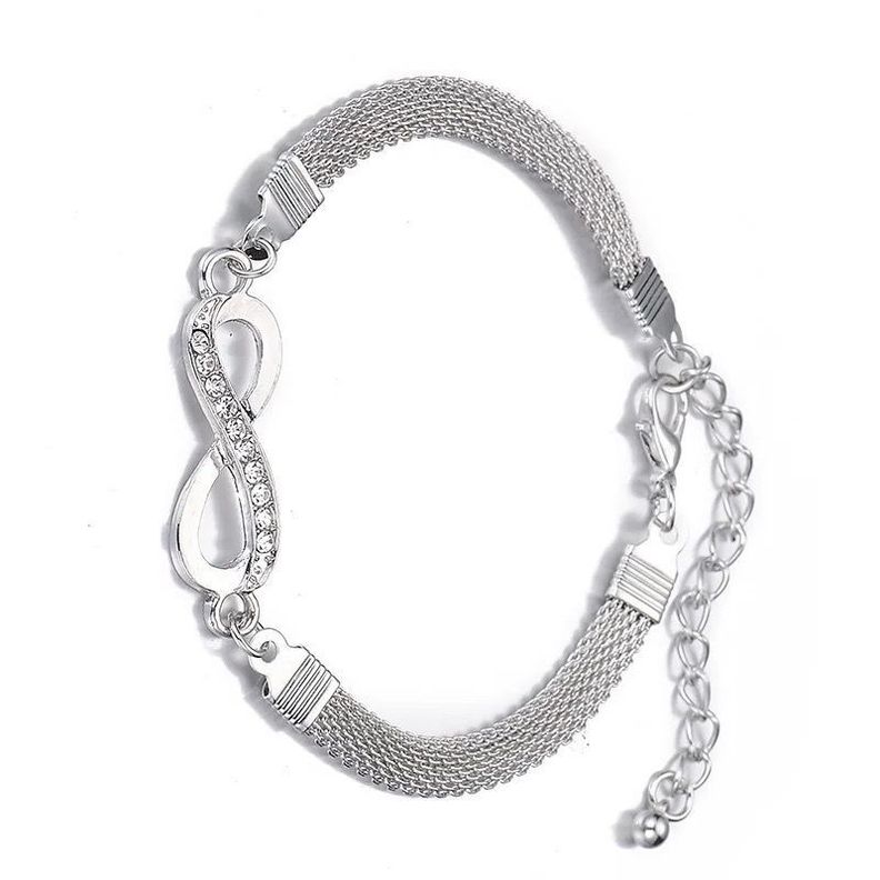 Pulsera Plateada Modelo Del Infinito Femenino Elegante,-1
