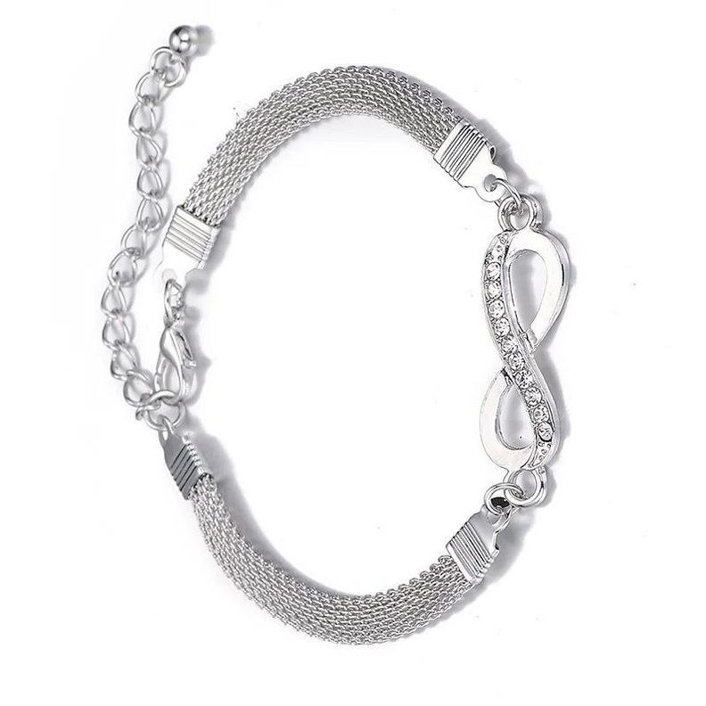 Pulsera Plateada Modelo Del Infinito Femenino Elegante,-2