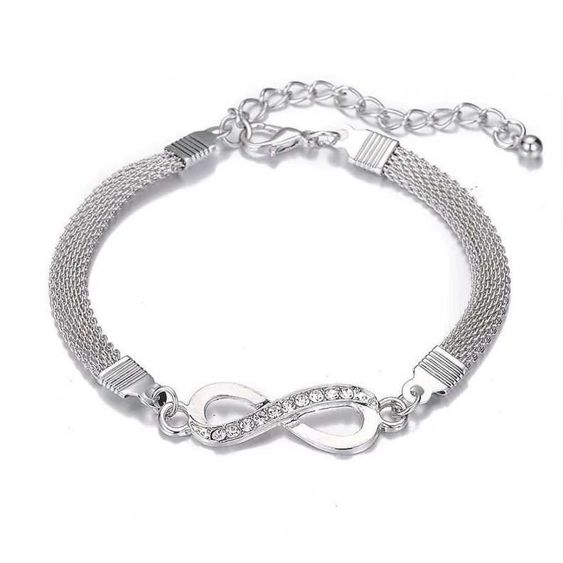Pulsera Plateada Modelo Del Infinito Femenino Elegante,-3