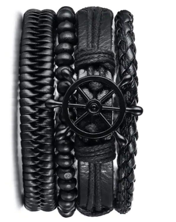 Pulsera Pulsera Eco Múltiple Con Timón Metálico, Brazalete-1