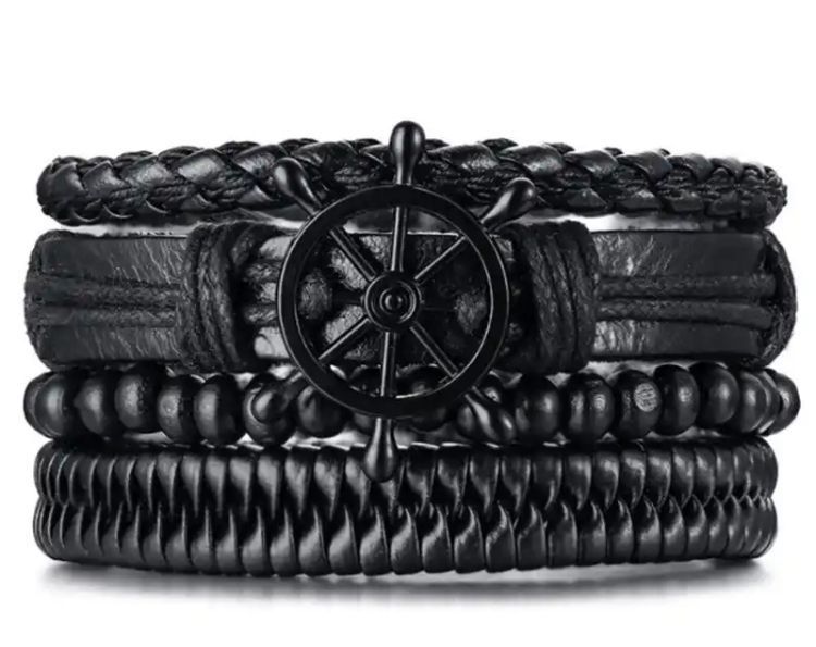 Pulsera Pulsera Eco Múltiple Con Timón Metálico, Brazalete-2