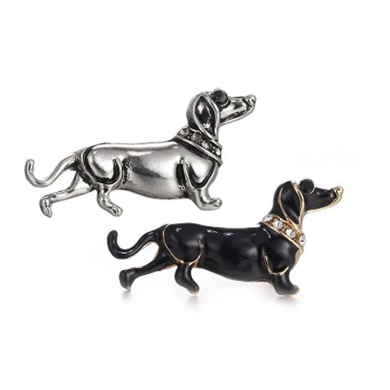 Broche Perro Salchicha Negro Prendedor Aguja Perro Salchicha.-1