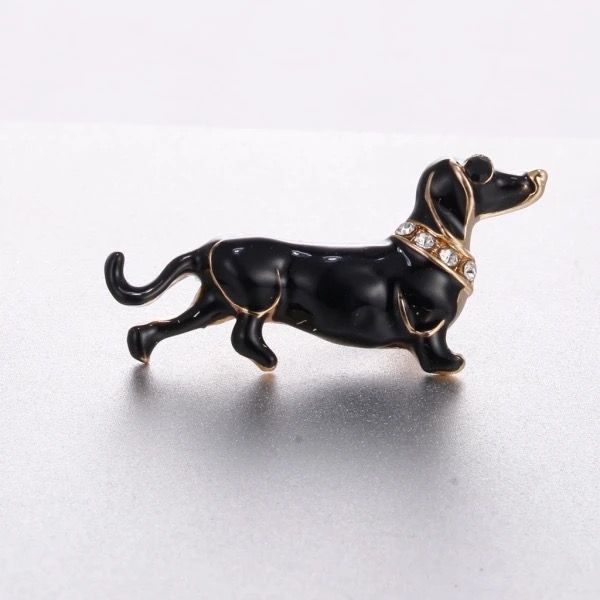 Broche Perro Salchicha Negro Prendedor Aguja Perro Salchicha.-2