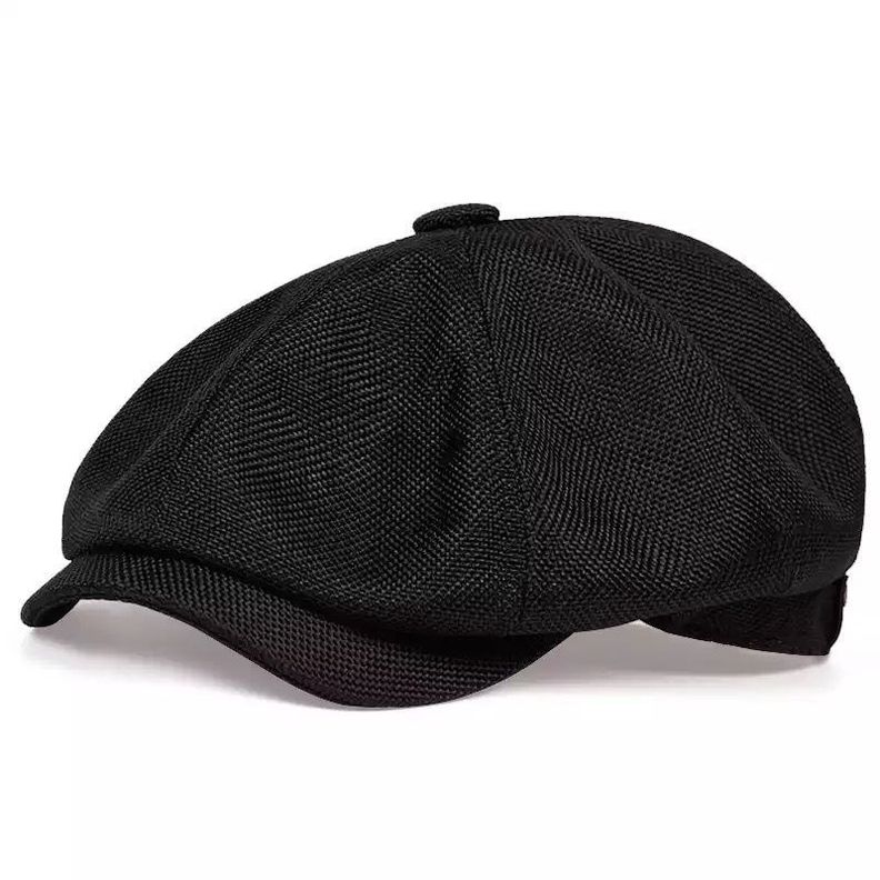 Gorro Boina  Negra Oscuro Tipo Ocasional, Forma Octogonal  Negra-0