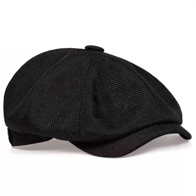 Gorro Boina  Negra Oscuro Tipo Ocasional, Forma Octogonal  Negra-1