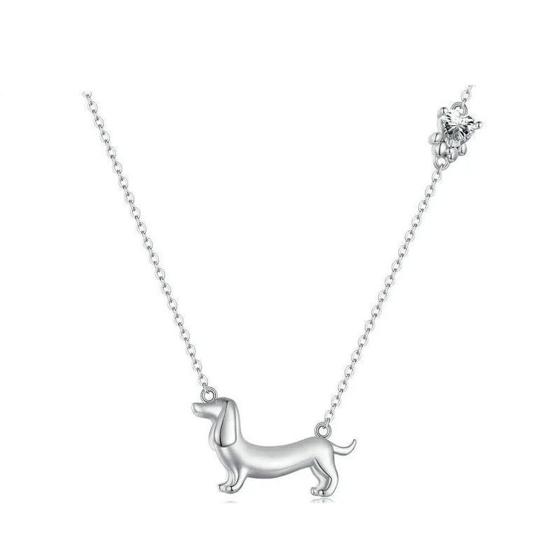 Collar Con Colgante Perro Salchicha De Plata Collar De Lujo-0