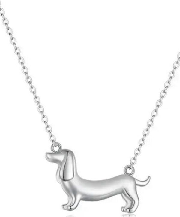 Collar Con Colgante Perro Salchicha De Plata Collar De Lujo-1