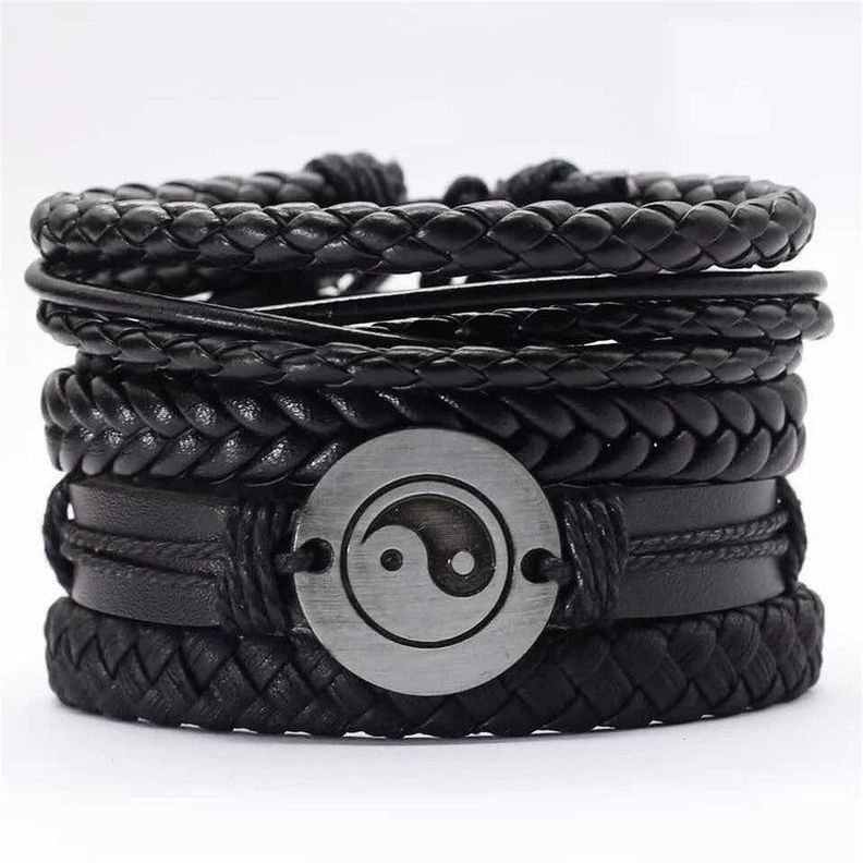 Pulsera Brazalete Cuero Elegante Negro - Místico 0 Mm