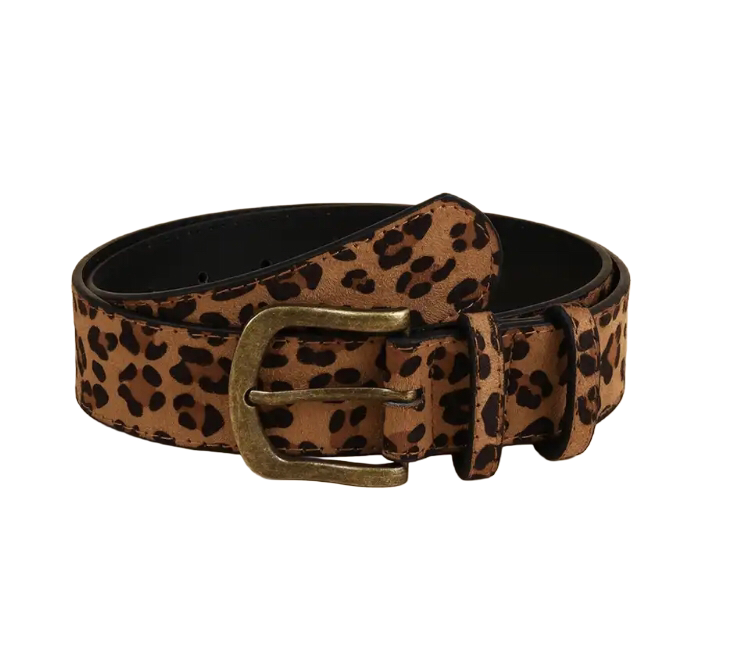 Cinturón Con Estampado De Leopardo Estilo Para Mujer Y Onda.-0