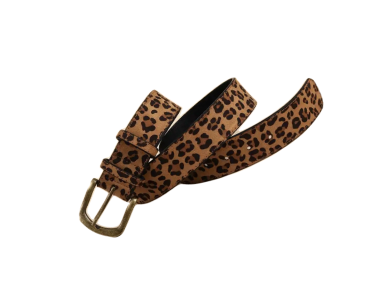 Cinturón Con Estampado De Leopardo Estilo Para Mujer Y Onda.-1