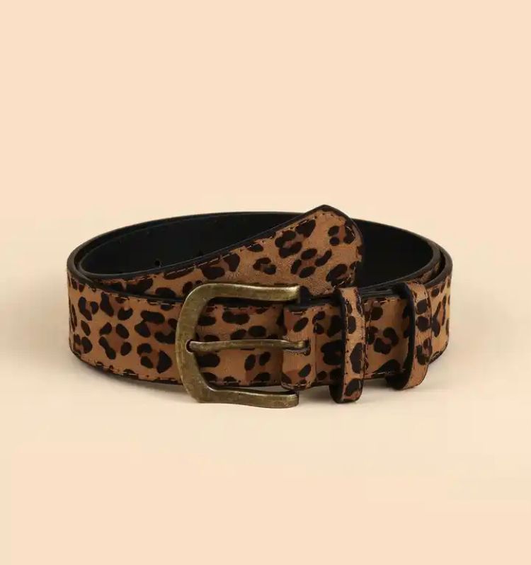 Cinturón Con Estampado De Leopardo Estilo Para Mujer Y Onda.-3