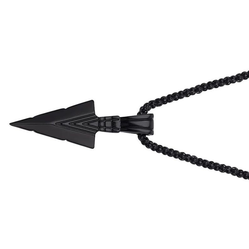 Collar Negro Con Punta De Flecha  Negro Y Con Estilo Rockero-1