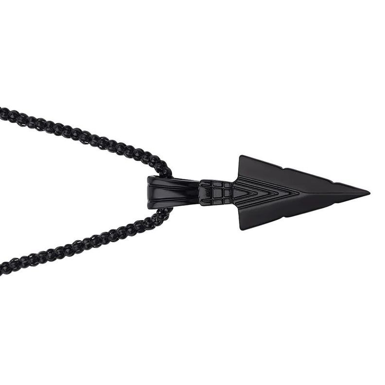 Collar Negro Con Punta De Flecha  Negro Y Con Estilo Rockero-2