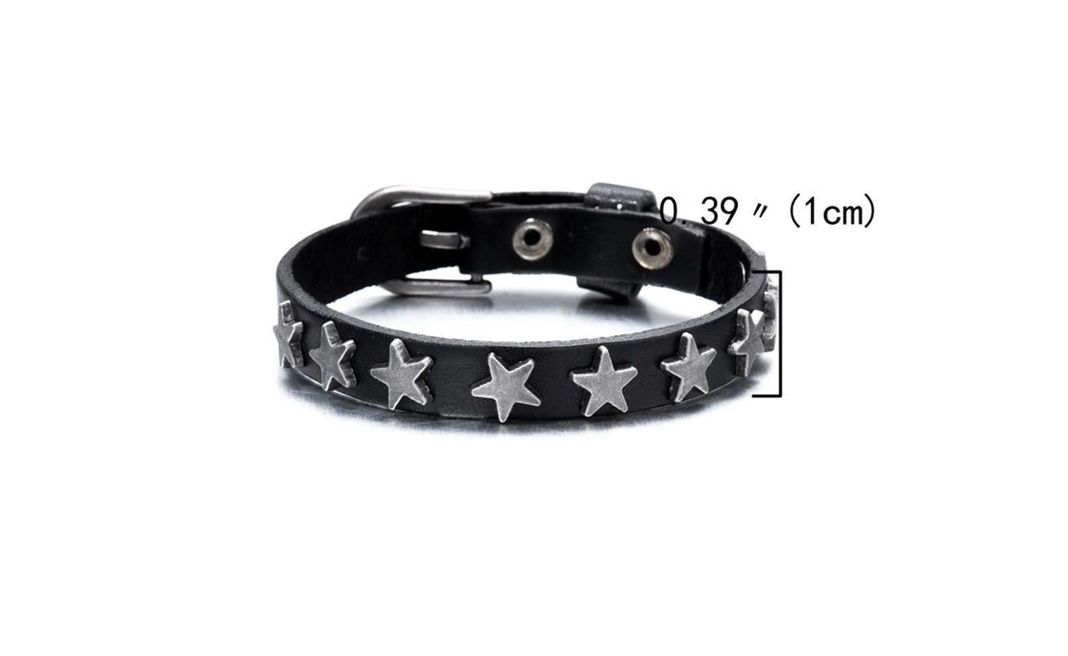 Pulsera Eco Modelo Huasa Estrella, Brazalete Cuero Vegano.-1