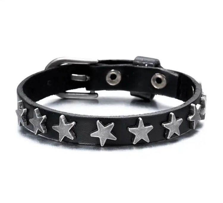 Pulsera Eco Modelo Huasa Estrella, Brazalete Cuero Vegano.-2
