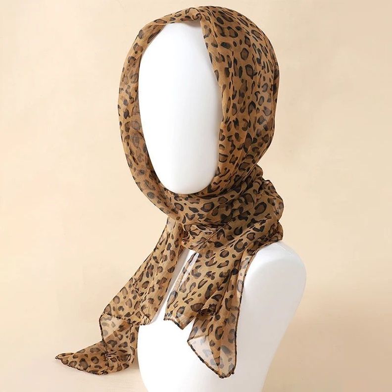 Pañuelo Femenino Elegante Y Bufanda Fresca Diseñó Leopardo-4
