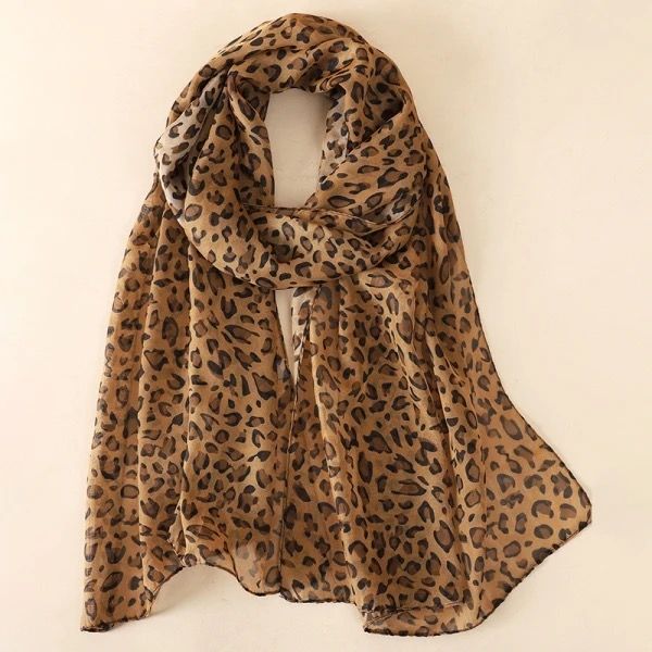 Pañuelo Femenino Elegante Y Bufanda Fresca Diseñó Leopardo-5