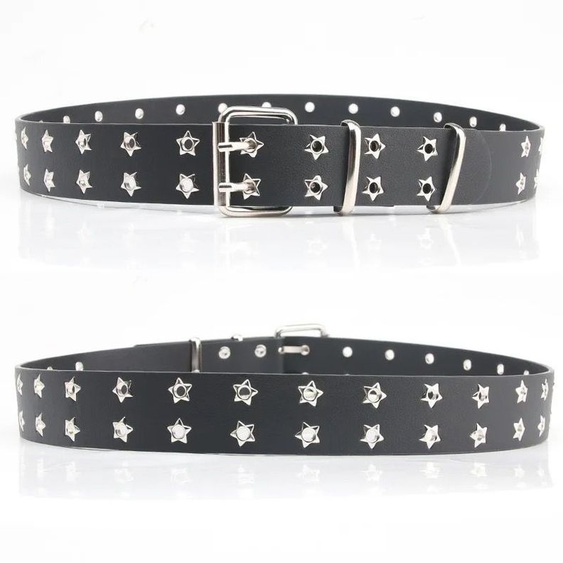 Cinturón Con Ojales De Estrellas Dobles Cinturón Mujer Punk-1