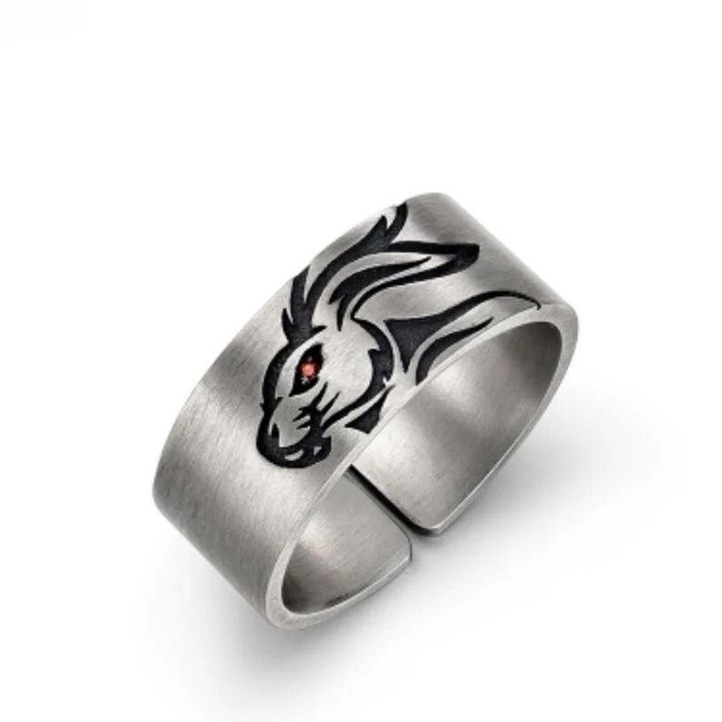 Anillo De Conejo Zodiacal Feroz Ajustable, Anillo Conejo-1
