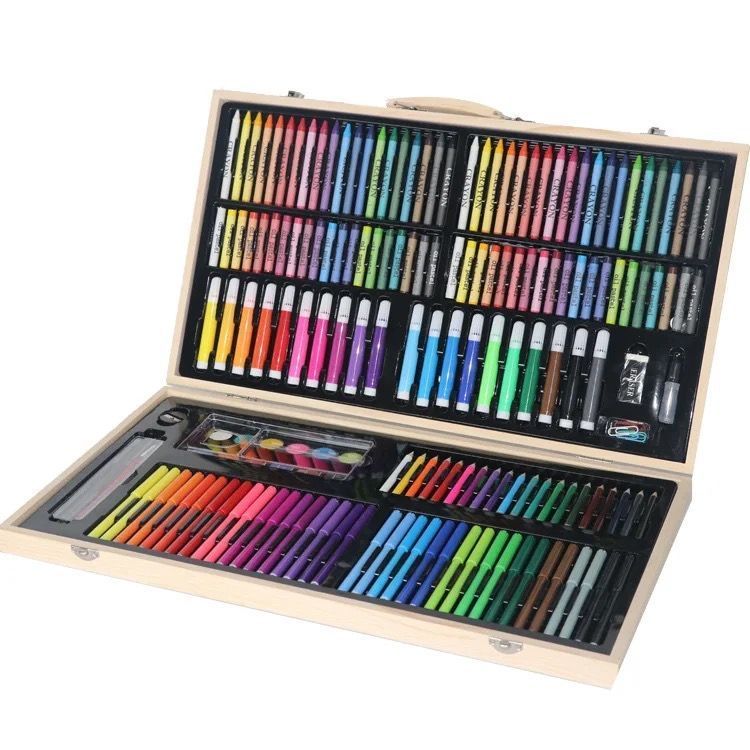 Set De Lápices De 180 Pcs Para Colorear En Maleta De Madera.-1