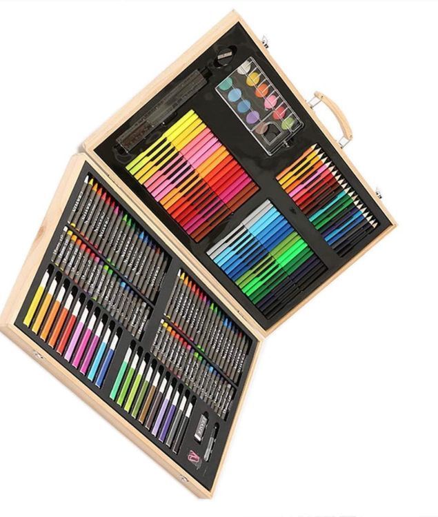 Set De Lápices De 180 Pcs Para Colorear En Maleta De Madera.-2