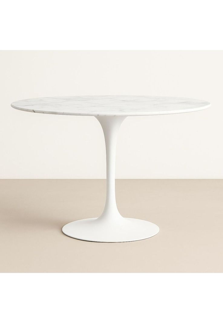 Mesa Tulip Redonda de Cuarzo Calacatta Soft Base Blanco 100cm