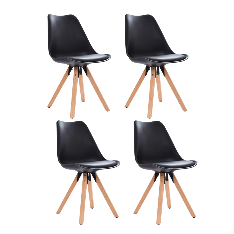 Pack 4 Sillas Eames Tulip Acolchada Negro -0