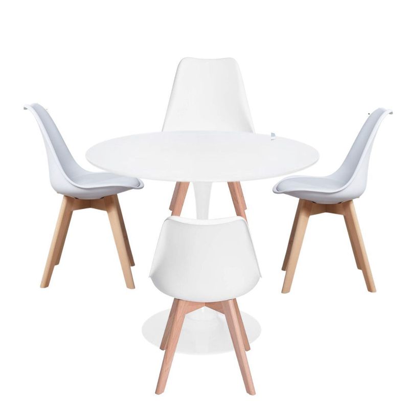 Comedor Redondo Tulip Blanco 80cm + 4 Sillas Tulip Blanco-0