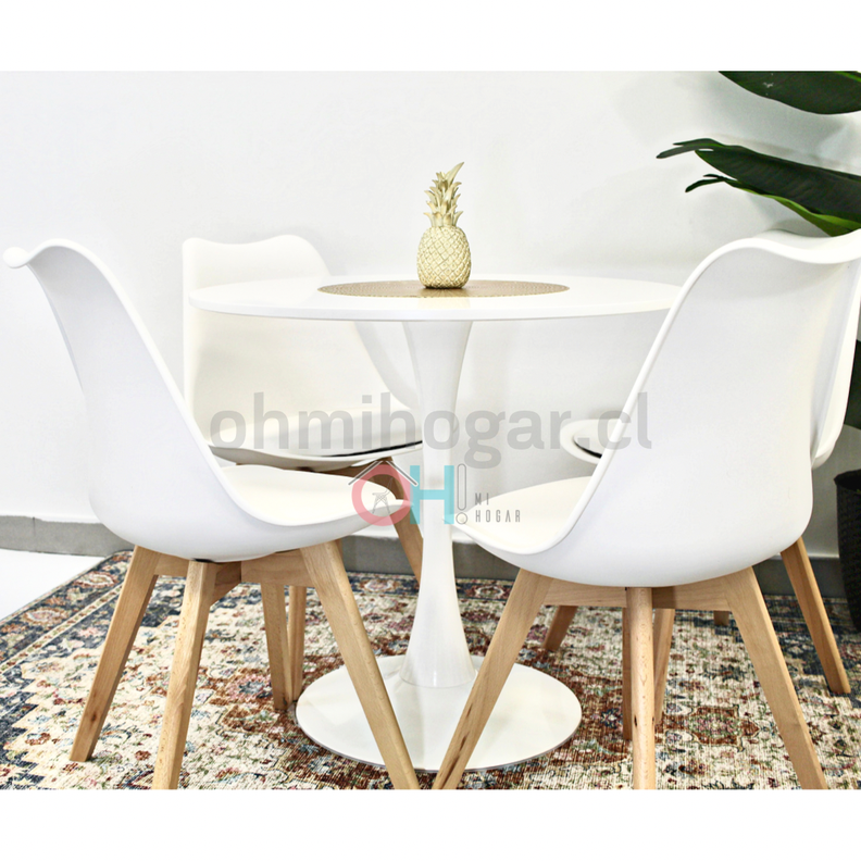 Comedor Redondo Tulip Blanco 80cm + 4 Sillas Tulip Blanco-2