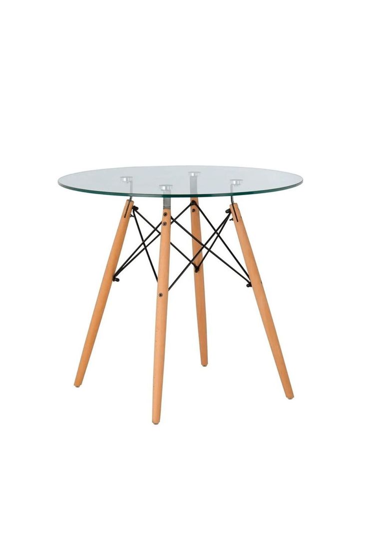 Mesa Eames Redonda de Vidrio 80cm