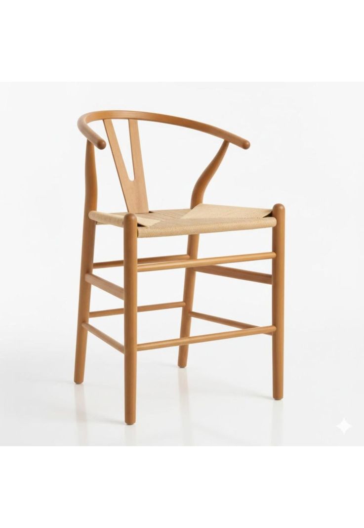 Taburete Wishbone 66cm de Madera Crema