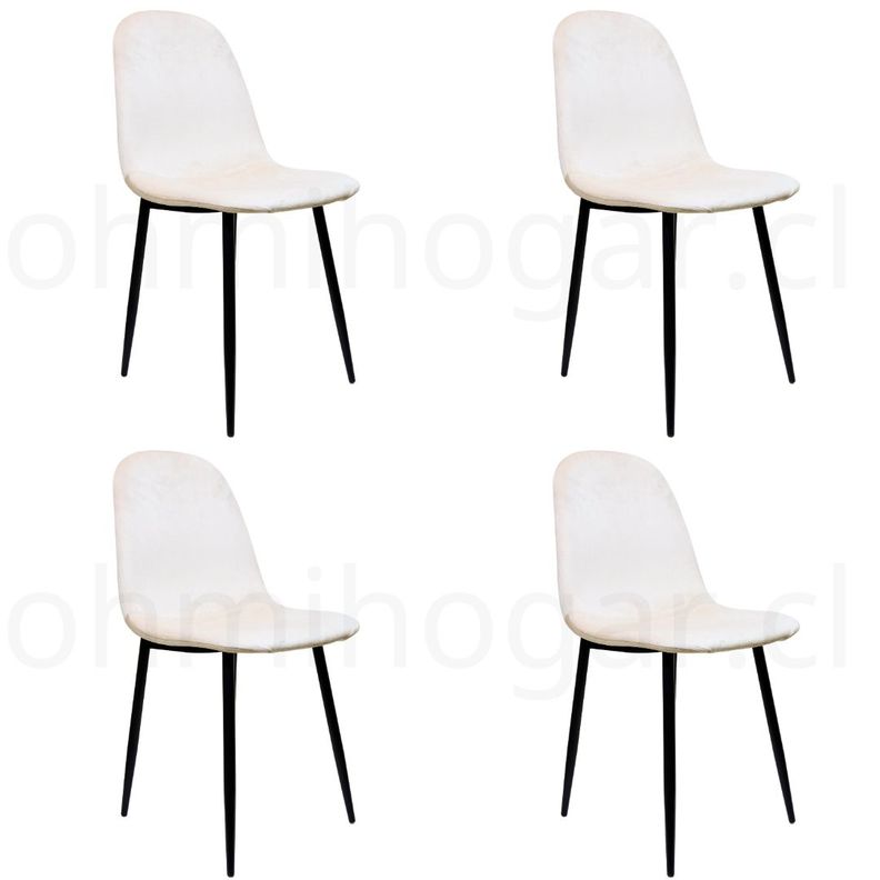 Pack 4 Sillas Eames VelVet PN Crema -0