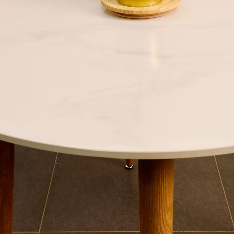 Mesa de Comedor Redonda de Cuarzo Calacatta Soft 80cm de Diámetro-1