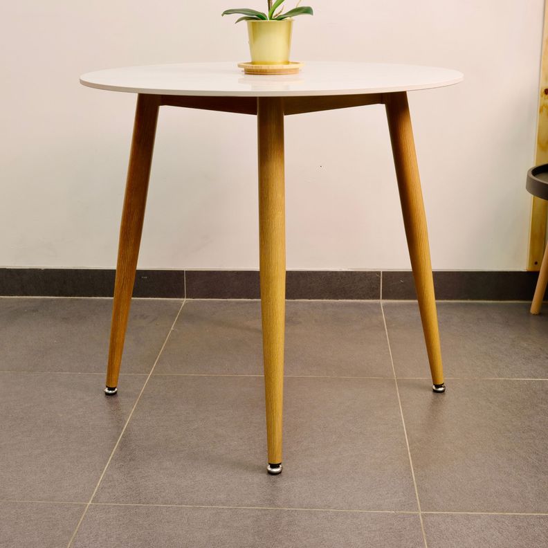 Mesa de Comedor Redonda de Cuarzo Calacatta Soft 80cm de Diámetro-3