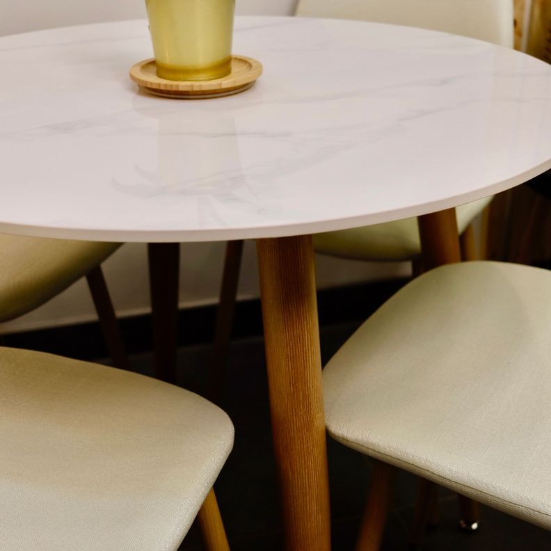 Mesa de Comedor Redonda de Cuarzo Calacatta Soft 80cm de Diámetro-4