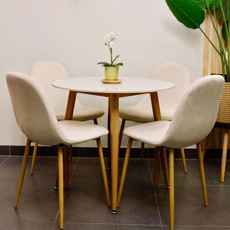 Mesa de Comedor Redonda de Cuarzo Calacatta Soft 80cm de Diámetro-5