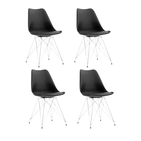 Pack 4 Sillas Eames Tulip Iron Negro -0