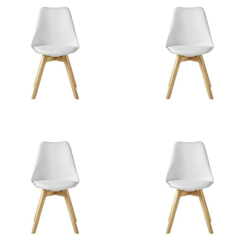 Pack 4 Sillas de Comedor Eames Acolchadas Blanco-0