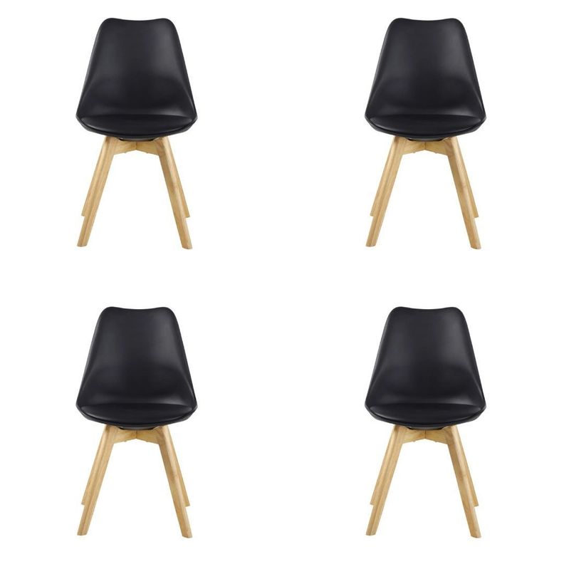 Pack 4 Sillas de Comedor Eames Acolchadas Negro-0