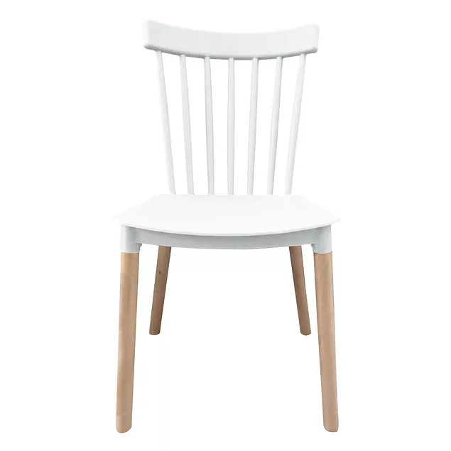 Comedor Redondo de Vidrio 80cm + 4 Sillas Windsor Blanco -6