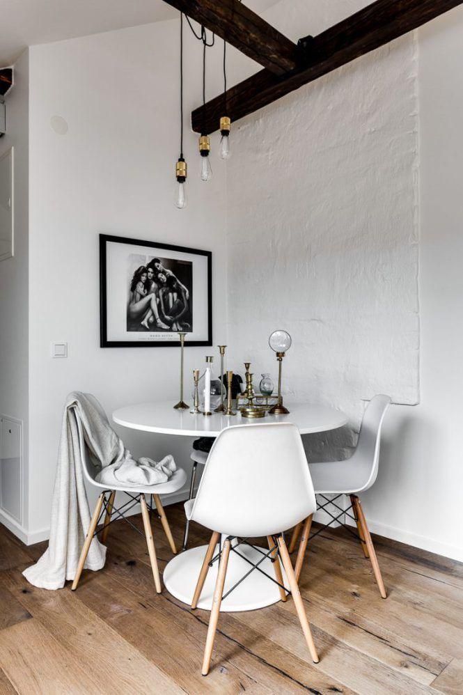 Comedor Redondo Tulip Blanco 80cm + 4 Sillas Eames Blanco-3