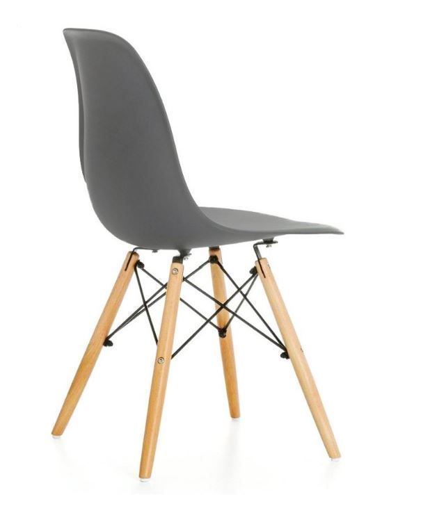 Comedor Redondo Blanco 80cm + 4 Sillas Eames Clásicas Plomo-7