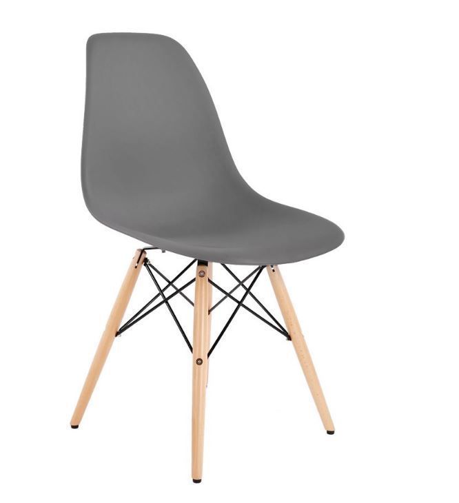 Comedor Redondo Blanco 80cm + 4 Sillas Eames Clásicas Plomo-6