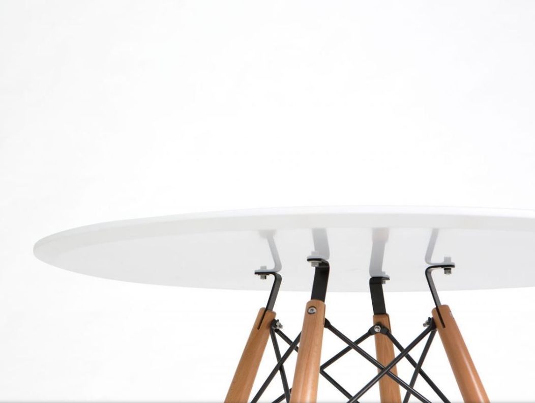 Comedor Redondo Blanco 80cm + 4 Sillas Eames Clásicas Blanco-2