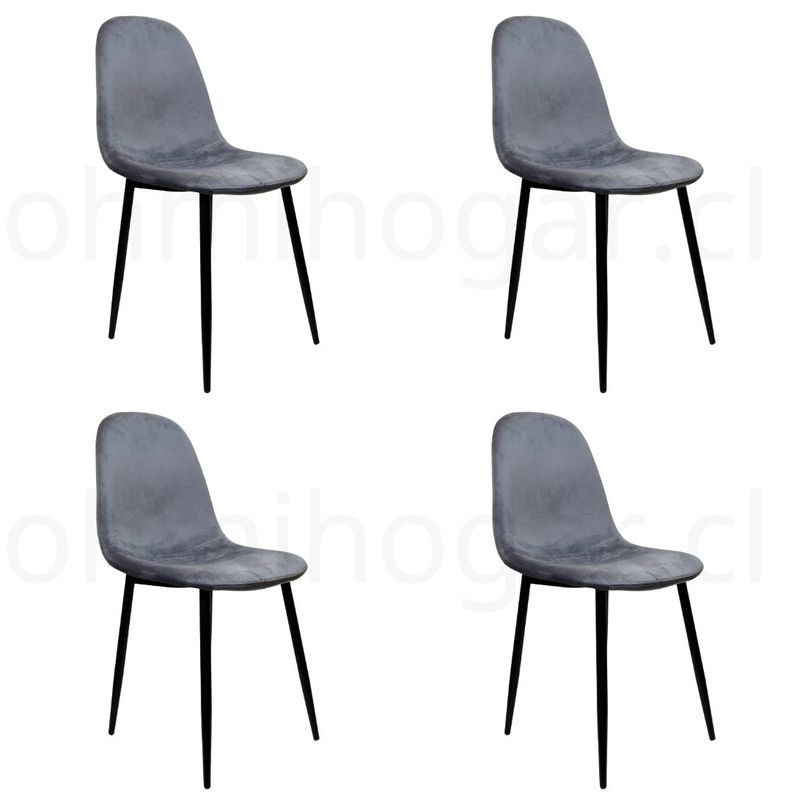 Pack 4 Sillas Eames VelVet PN Gris -0