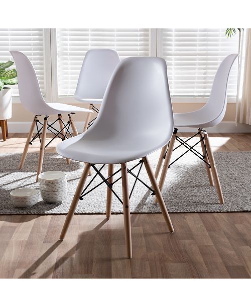 Comedor Redondo de Vidrio 80cm + 4 Sillas Eames Blanco-3