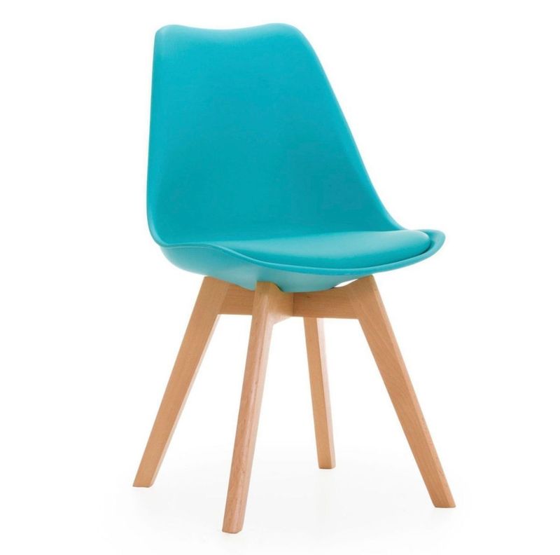 Silla Eames acolchada oak turquesa -0