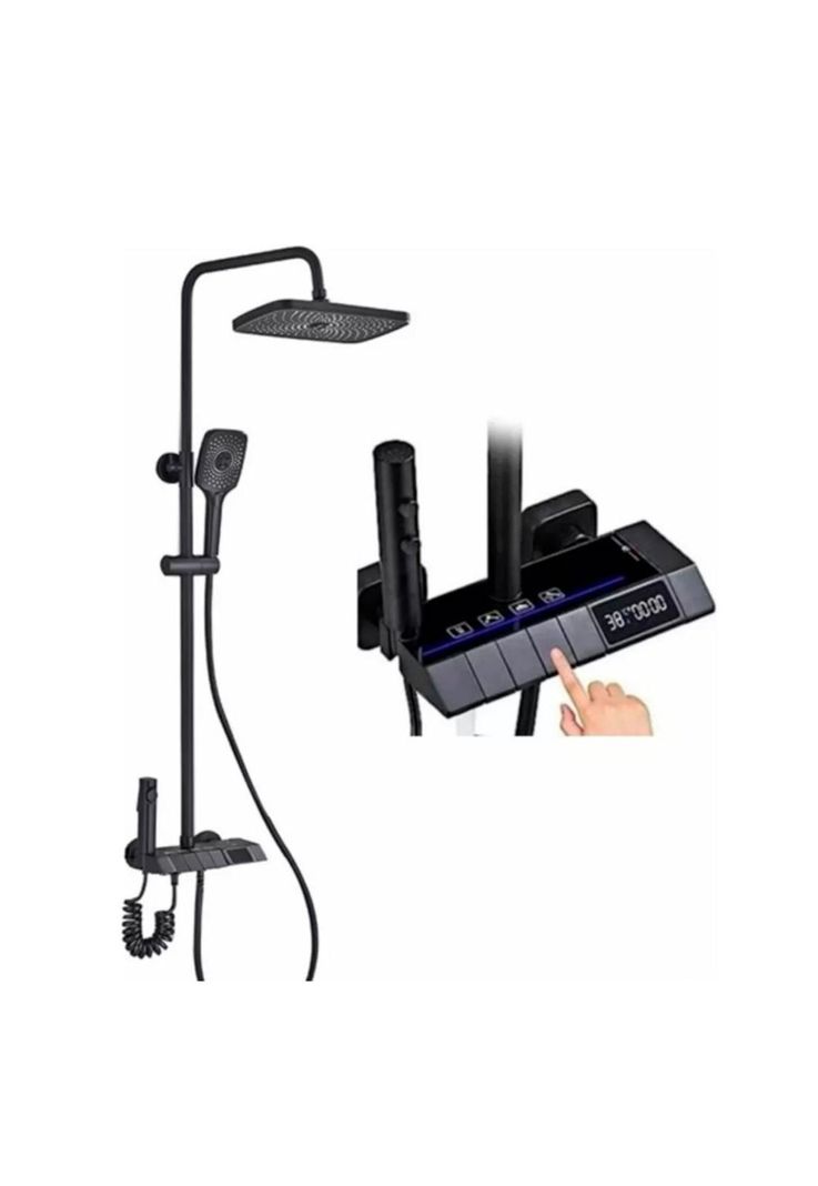 Ducha Columna Visor Digital 4 Funciones Negro