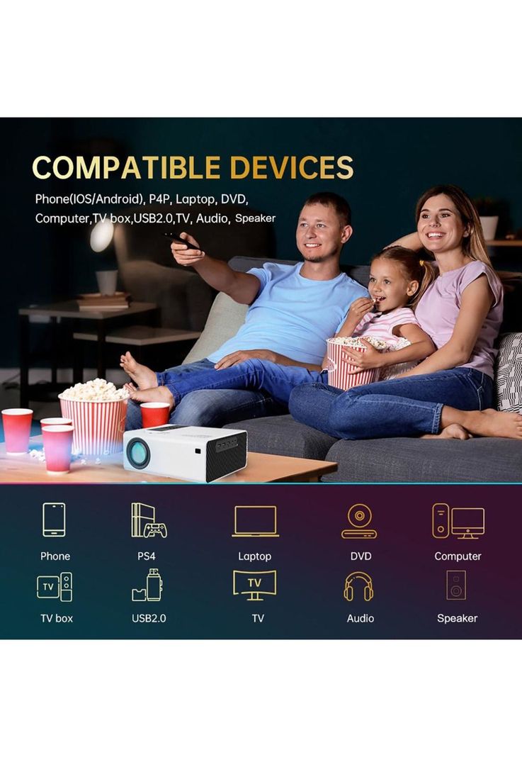 Mini Proyector Portatil Full Hd Led Wifi Miracast Hdmi Usb-3